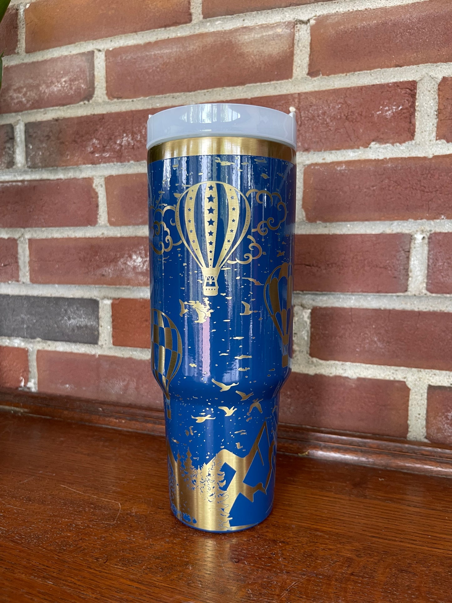 Hot Air Balloon #2 - 40 Oz Thirst Blue With Gold Background(Gloss Finish)
