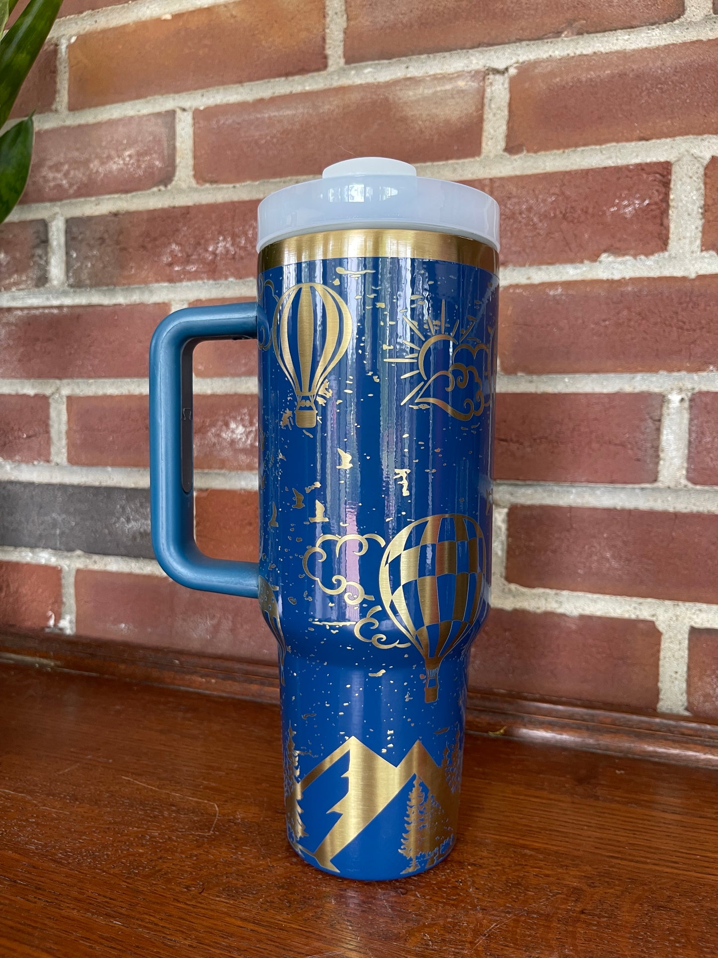 Hot Air Balloon #2 - 40 Oz Thirst Blue With Gold Background(Gloss Finish)