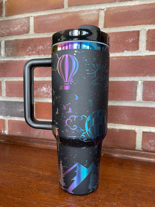 Hot Air Balloon #1 - 40 Oz Thirst Black Rainbow (Matte Finish)