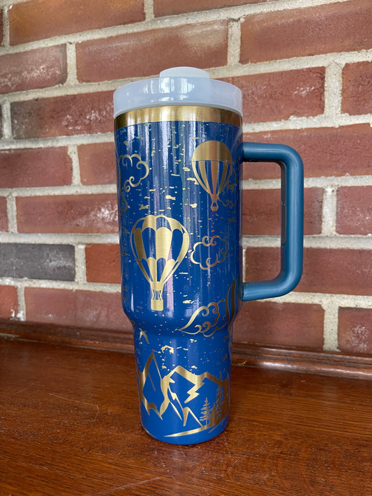 Hot Air Balloon #2 - 40 Oz Thirst Blue With Gold Background(Gloss Finish)