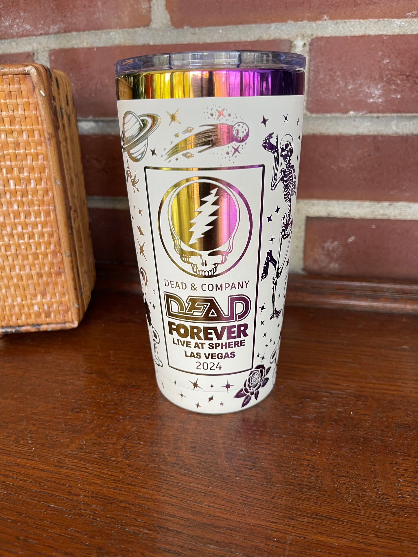Dead & Co at The Sphere - 20 Oz Thirst White with Rainbow Background (Matte Finish)
