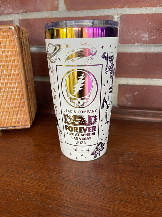 Dead & Co at The Sphere - 20 Oz Thirst White with Rainbow Background (Matte Finish)