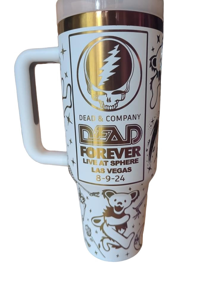 Dead & Co at The Sphere - 40 Oz Thirst White with Rainbow Background (Matte Finish)